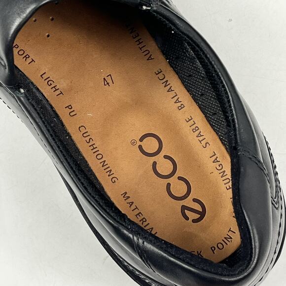 New Ecco Mens Slip On Loafer Dress Shoe Sz13 HELSINKI Black Leather Square Toe main image 4